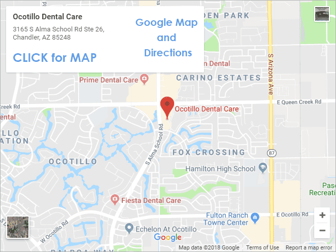Map of Ocotillo Dental Care, Chandler, AZ 85248